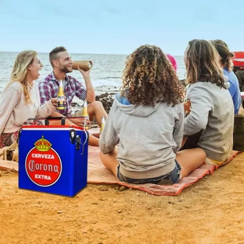 Corona Retro Ice Chest Cooler with Bottle Opener 13L (14 qt)- Blue and Red
