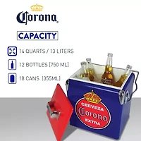 Corona Retro Ice Chest Cooler with Bottle Opener 13L (14 qt)- Blue and Red