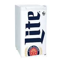 Miller Lite Compact Fridge with Bottle Opener- 90 L/ 95 Qt 3.2 Cu Ft