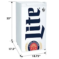 Miller Lite Compact Fridge with Bottle Opener- 90 L/ 95 Qt 3.2 Cu Ft