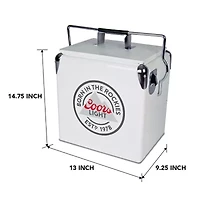 Coors Light Retro Ice Chest Cooler with Bottle Opener 13L (14 qt)- White and Silver