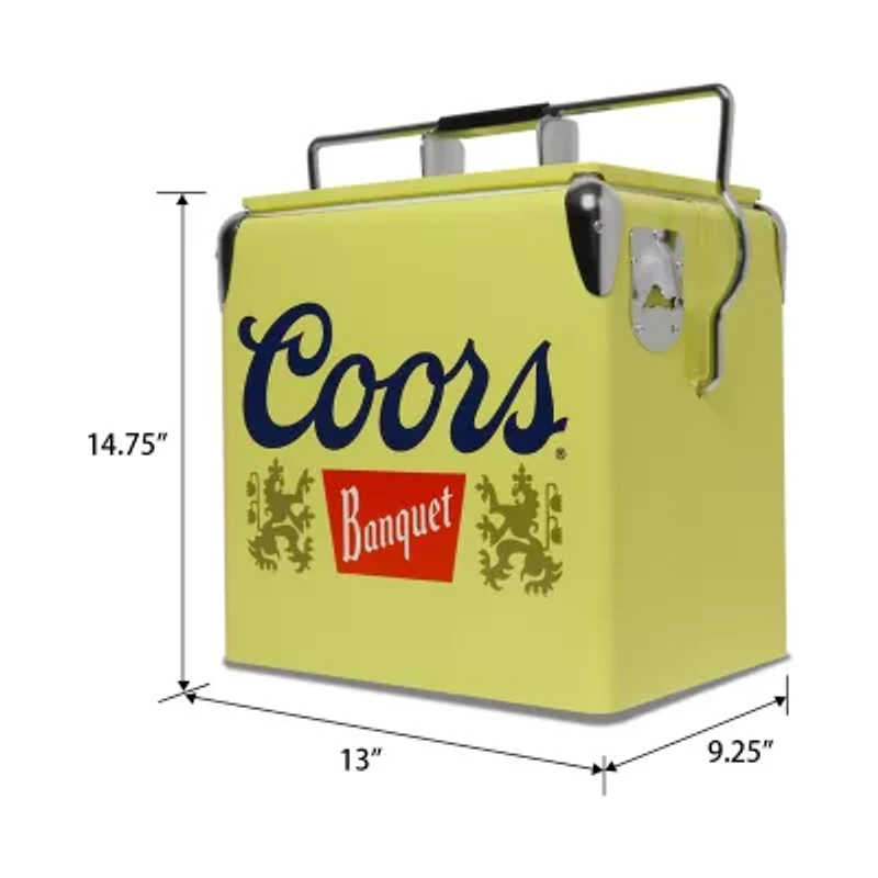 Coors Banquet Retro Ice Chest Cooler with Bottle Opener 13L (14 qt)- Yellow and Silver