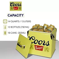 Coors Banquet Retro Ice Chest Cooler with Bottle Opener 13L (14 qt)- Yellow and Silver