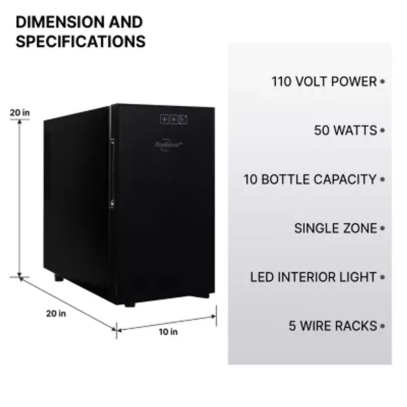 Koolatron Urban Series 10 Bottle Wine Cooler Freestanding Wine Fridge
