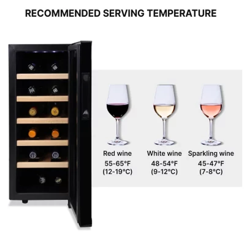 Koolatron 12 Bottle Deluxe Wine Cooler Freestanding Wine Fridge