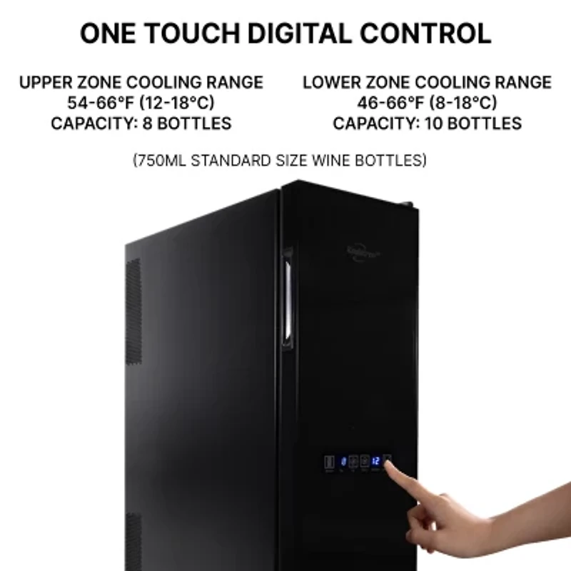 Koolatron 18 Bottle Dual Zone Wine Cooler Freestanding Wine Fridge