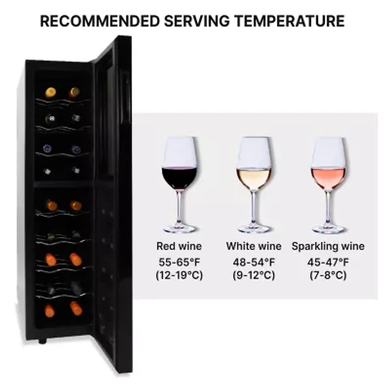 Koolatron 18 Bottle Dual Zone Wine Cooler Freestanding Wine Fridge