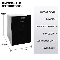 Koolatron 20 Bottle Wine Cooler Freestanding Thermoelectric Wine Fridge