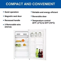 Koolatron Compact Fridge with Freezer- 3.2 Cu Ft- White