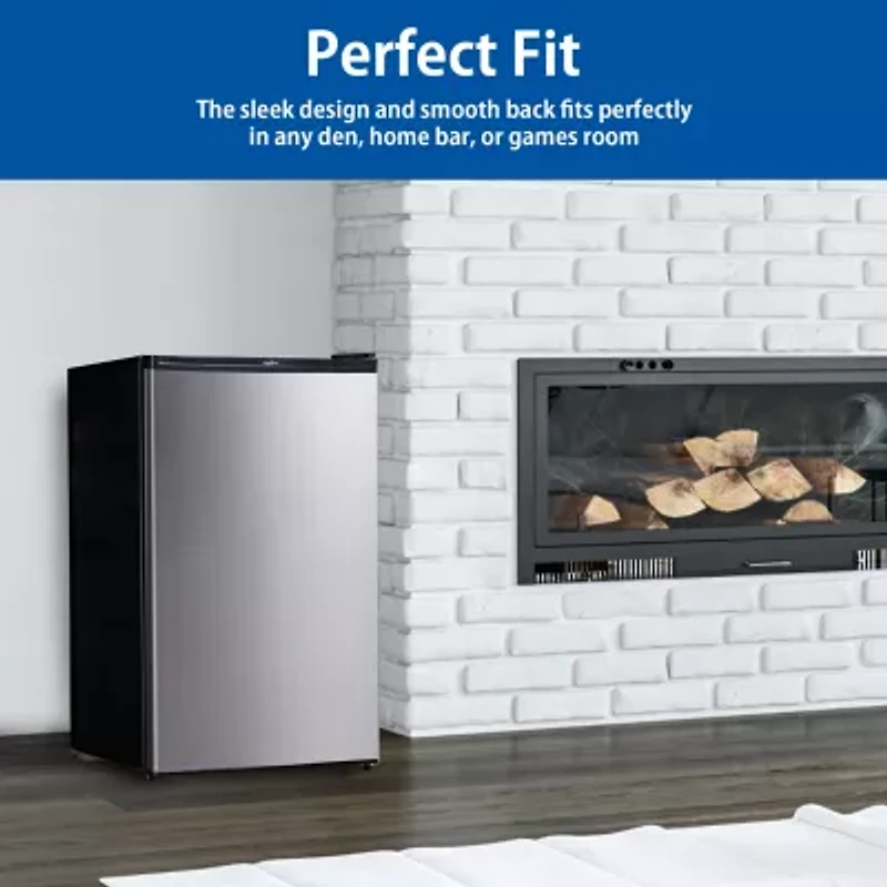 Koolatron Stainless Steel Compact Fridge with Freezer- 4.4 cu ft (124L)