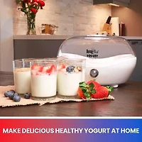 Total Chef Yogurt Maker- 1L (1.1 qt) with 7 Glass Jars and Lids- White