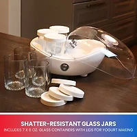 Total Chef Yogurt Maker- 1L (1.1 qt) with 7 Glass Jars and Lids- White