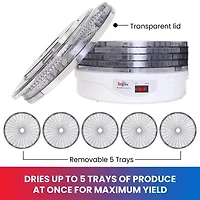 Total Chef Countertop Food Dehydrator- 5 Tray Dryer for Fruit- Jerky