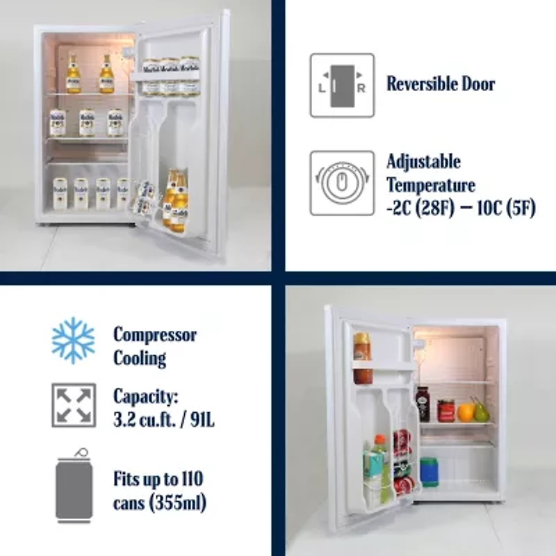 Modelo Compact Fridge with Bottle Opener- 90 L/ 95 Qt 3.2 Cu Ft
