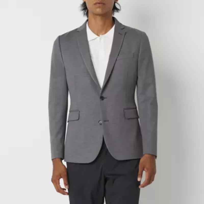 J. Ferrar Mens Knit Stretch Fabric Super Slim Fit Sport Coat