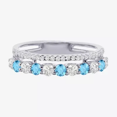 Womens Lab Created Gemstone 14K Gold Over Silver Stackable Rings
