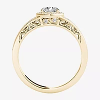 Womens 1 1/ CT. T.W. Natural White Diamond 14K Gold Round Halo Engagement Ring