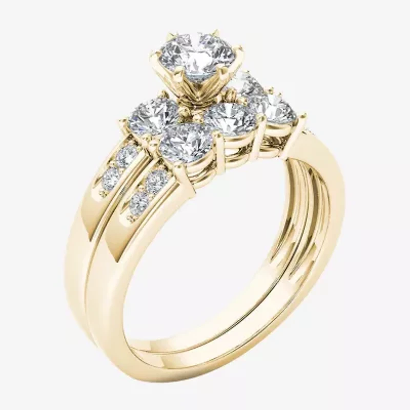 1 1/2 CT.T.W. Natural Diamond 14K Yellow Gold Bridal Set