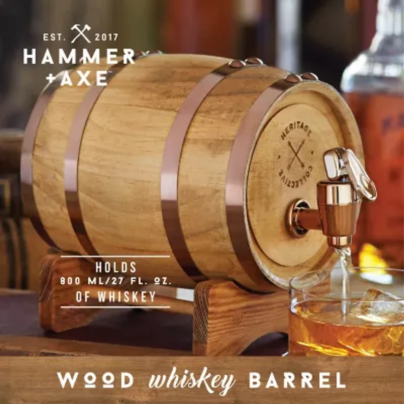 Hammer + Axe Miniature Wood Whiskey 1L Barrel Dispenser & Mini Infuser
