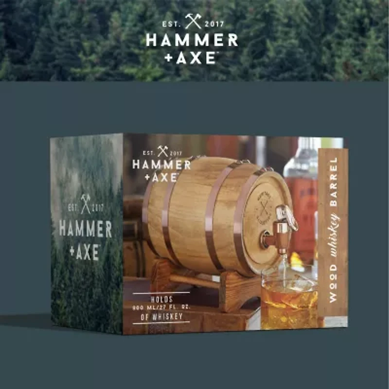 Hammer + Axe Miniature Wood Whiskey 1L Barrel Dispenser & Mini Infuser