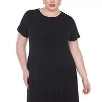White Mark Womens Short Sleeve Midi Plus Maxi Dress