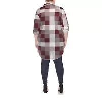 White Mark Womens Plus Roll Tab Long Sleeve Regular Fit Stretch Fabric Button-Down Shirt