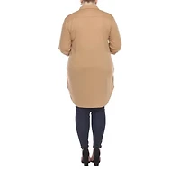 White Mark Womens Plus Roll Tab Long Sleeve Regular Fit Stretch Fabric Button-Down Shirt