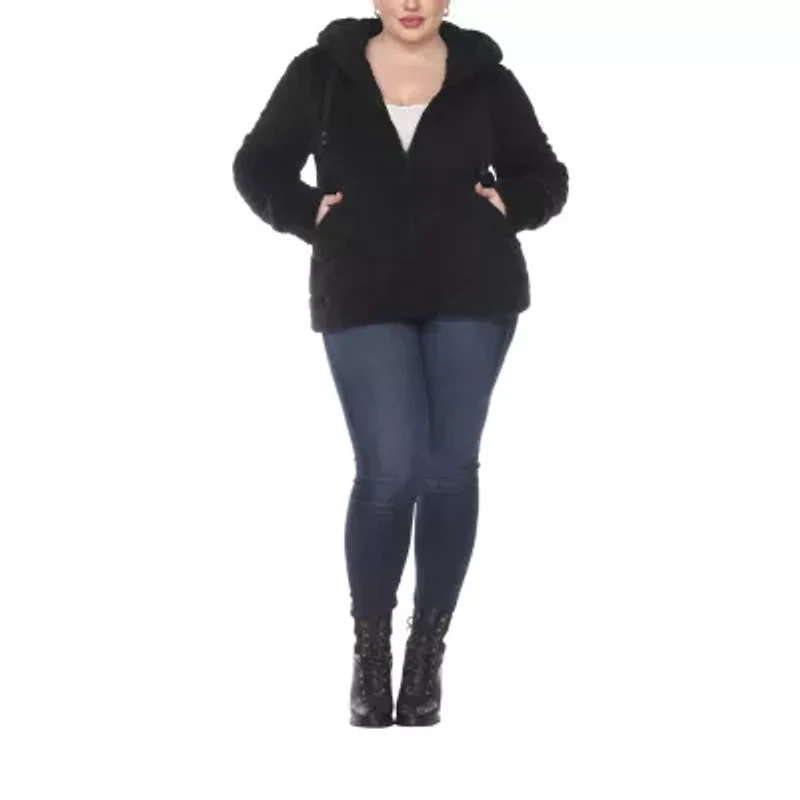White Mark Womens Hooded Midweight Plus Quilted Jacket
