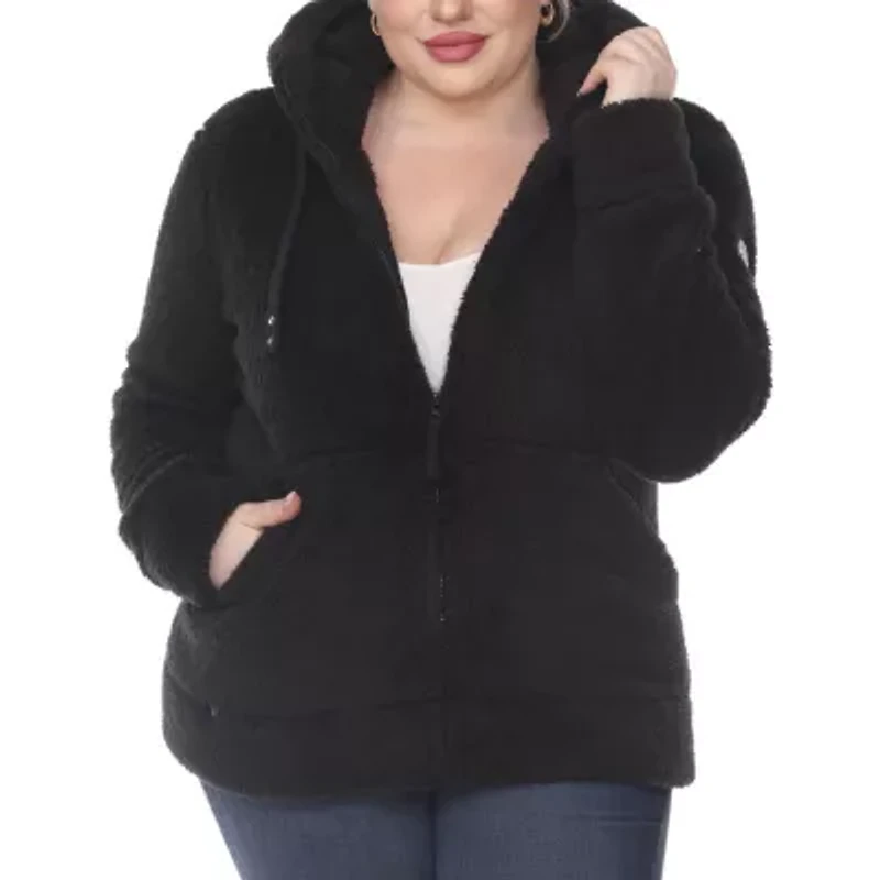 White Mark Womens Hooded Midweight Plus Quilted Jacket
