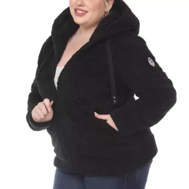 White Mark Womens Hooded Midweight Plus Quilted Jacket