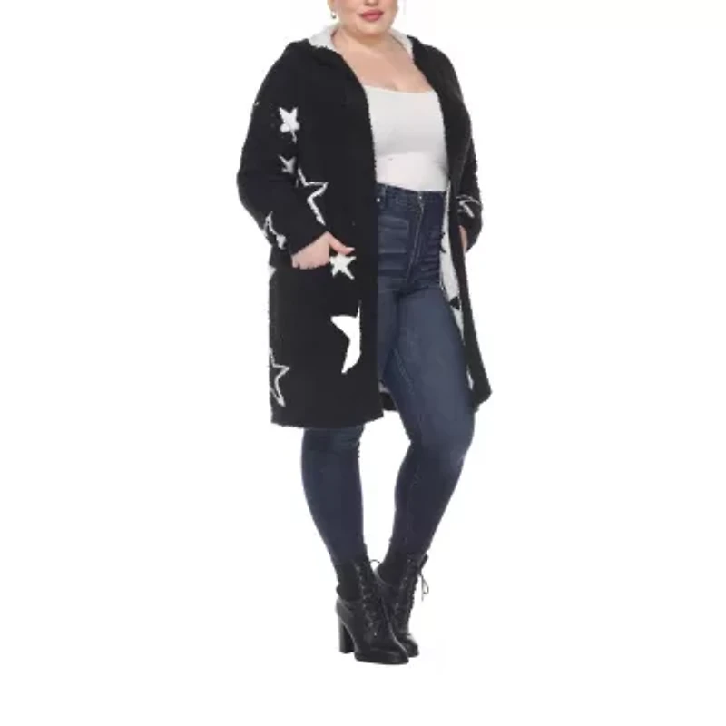 White Mark Womens Hooded Midweight Plus Coat