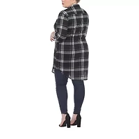 White Mark Womens Plus Long Sleeve Roll Tab Loose Fit Stretch Fabric Button-Down Shirt