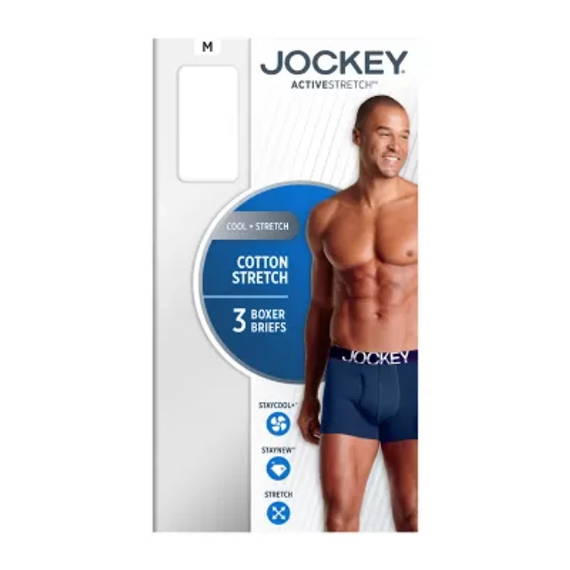 Jockey Active Stretch Mens 3 Pack Boxer Briefs 8797