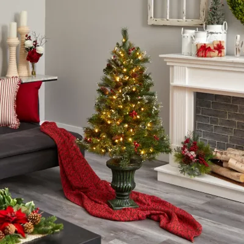 Nearly Natural Berrycones 4 Foot Pre-Lit Christmas Tree