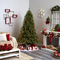 Nearly Natural Majestic Multi 7 1/2 Foot Pre-Lit Pine Christmas Tree