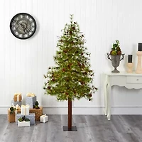 Nearly Natural Wyoming Faux 6 Foot Pre-Lit Christmas Tree