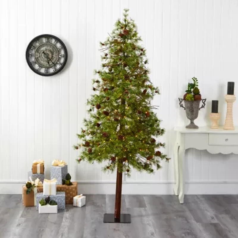 Nearly Natural Wyoming Faux 7 Foot Pre-Lit Christmas Tree