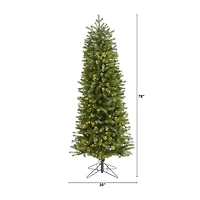 Nearly Natural Slim Faux 6 1/2 Foot Pre-Lit Spruce Christmas Tree