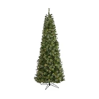 Nearly Natural Cashmere Slim Faux 9 Foot Pre-Lit Christmas Tree