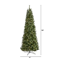 Nearly Natural Cashmere Slim Faux 9 Foot Pre-Lit Christmas Tree