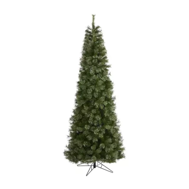 Nearly Natural Cashmere Slim Faux 9 Foot Pre-Lit Christmas Tree