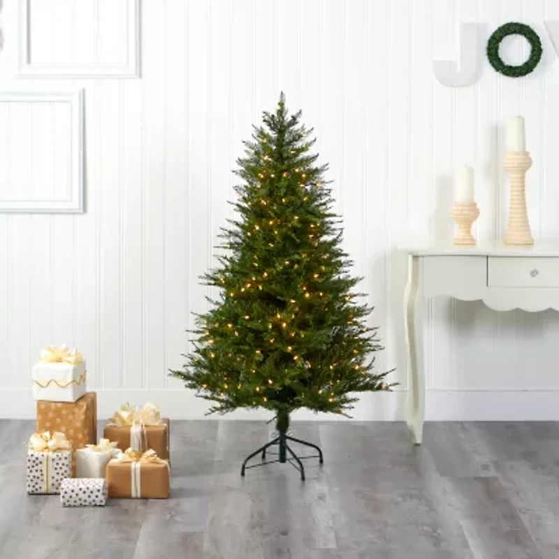 Nearly Natural Wisconsin Faux 5 Foot Pre-Lit Fir Christmas Tree