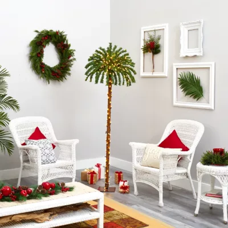 Nearly Natural Palm Faux 6 Foot Pre-Lit Tropical Christmas Tree