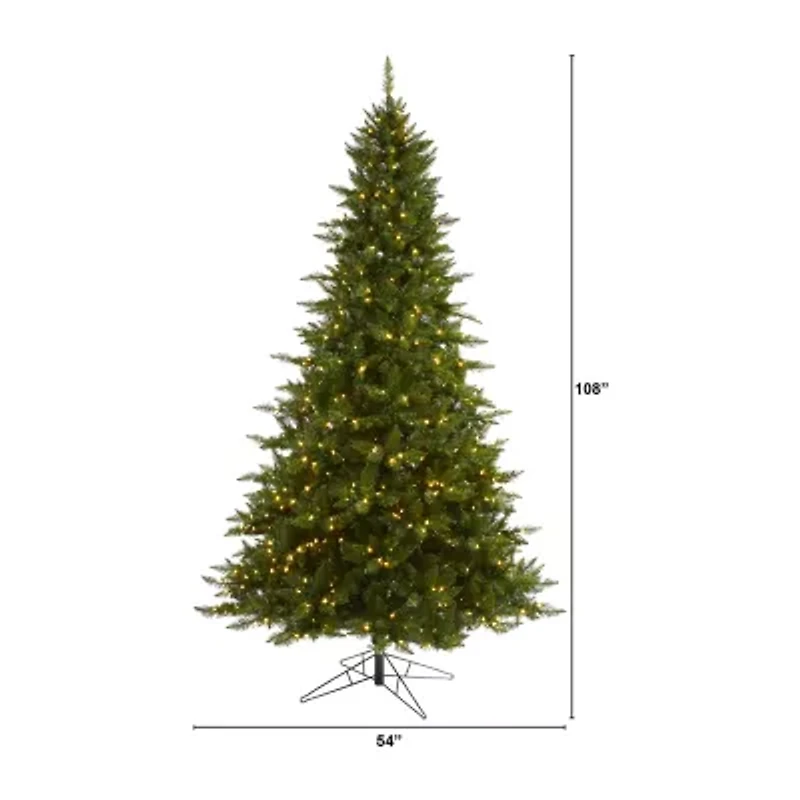 Nearly Natural Vermont Faux 9 Foot Pre-Lit Spruce Christmas Tree