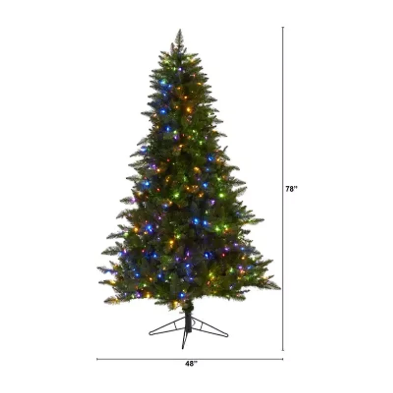 Nearly Natural Faux 6 1/2 Foot Pre-Lit Spruce Christmas Tree