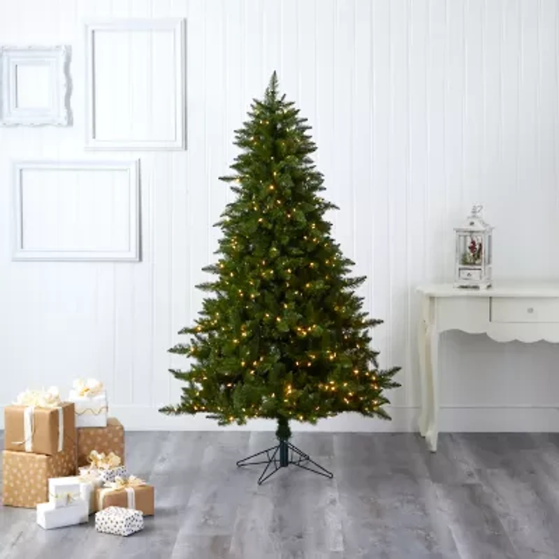 Nearly Natural Faux 6 1/2 Foot Pre-Lit Spruce Christmas Tree