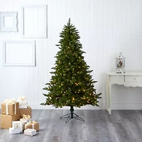 Nearly Natural Faux 6 1/2 Foot Pre-Lit Spruce Christmas Tree