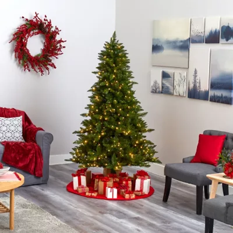 Nearly Natural Faux 6 1/2 Foot Pre-Lit Spruce Christmas Tree