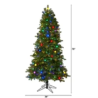Nearly Natural Montana Mountain Faux 6 1/2 Foot Pre-Lit Fir Christmas Tree