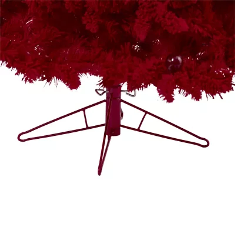 Nearly Natural Flocked Faux 7 Foot Pre-Lit Fir Christmas Tree